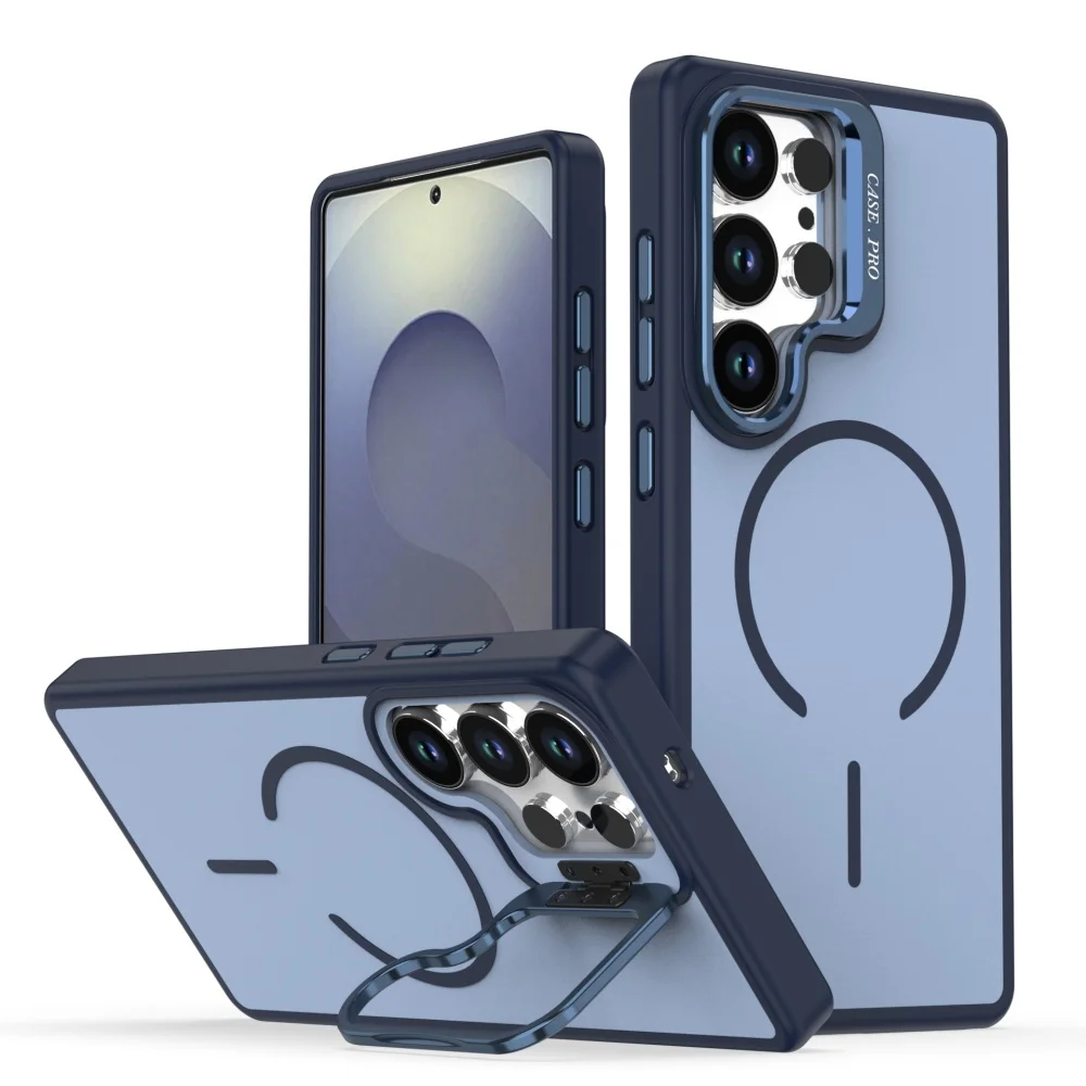 Magsafe Magnetic Metal Stand Liquid Silicone Case