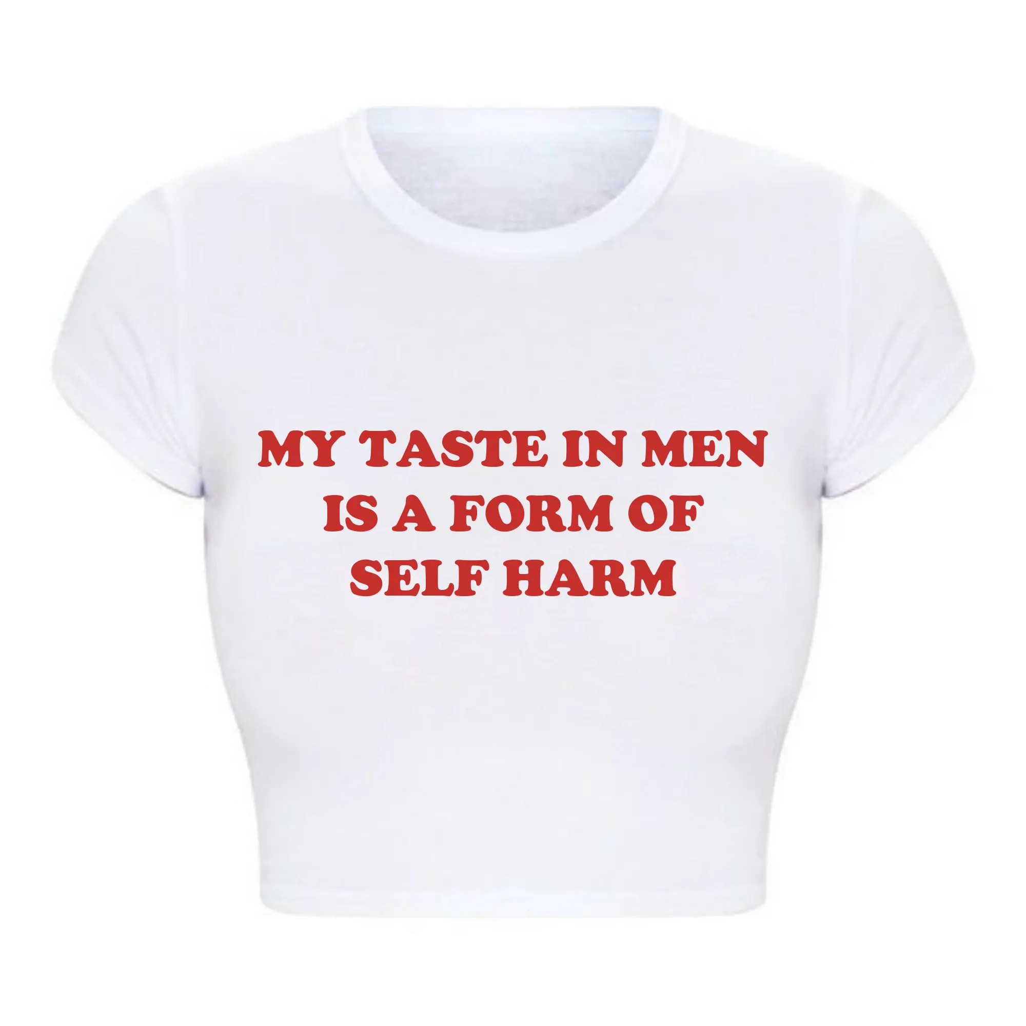 

Забавный женский кроп-топ My вкус у мужчин-это форма самовредного воздействия, Детская футболка в стиле Харадзюку, милая одежда Y2k, футболка в стиле Харадзюку, Прямая поставка