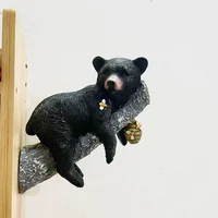 Black bear cub, home decoration, garden branch animal decoration, resin craft ornament, outdoor garden tree trunk black bear. 6