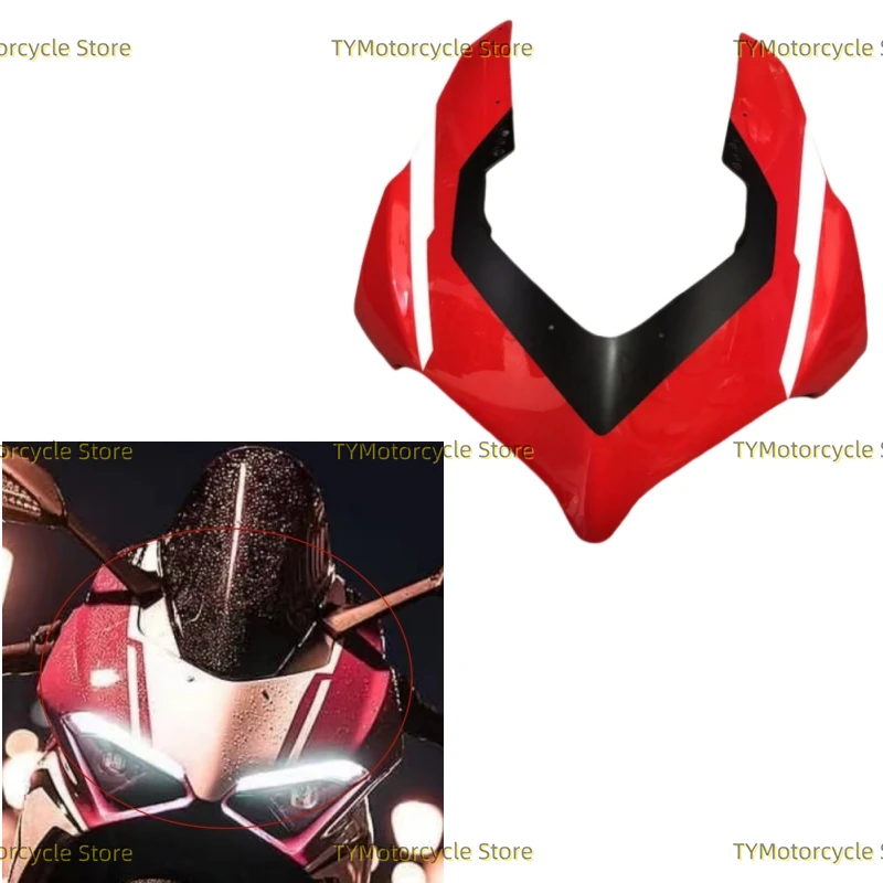 

Bright red Matte black Motorcycles Upper Nose Front Face Headlight Fairing Fit For Ducati Panigale V4 V4S V4R 2021 2022 2023