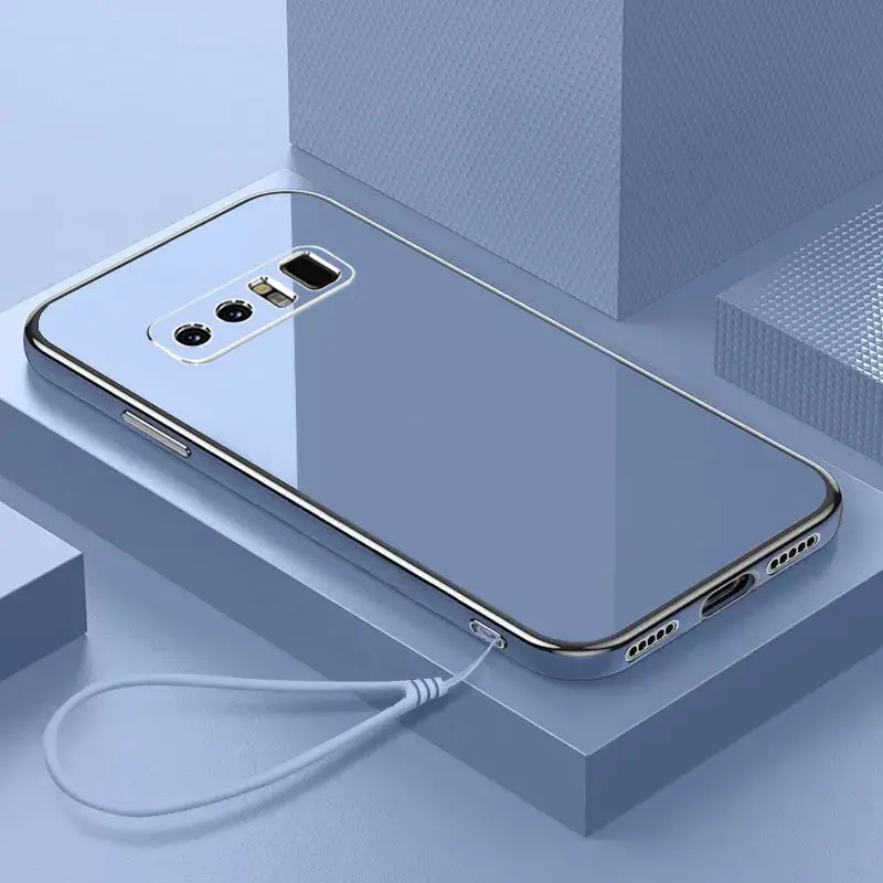 삼성 Note8 케이스 갤럭시 Note8 럭셔리 스퀘어 도금 전화 케이스 SM-N950F 충격 방지 소프트 TPU 실리콘 뒷면 커버 Fundas