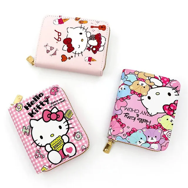 Sanrio Hello Kitty кошелек сумки мультфильм KT Cat милая складная сумка для карт из искусственной кожи женские подарки для девочек 2