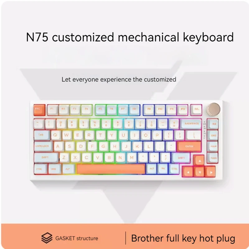 

Vgn N75 Mechanical Keyboards Game Customized Game Gasket Structure Full Key Hot Plug Ergonomic Multimedia Function Key Keyboard
