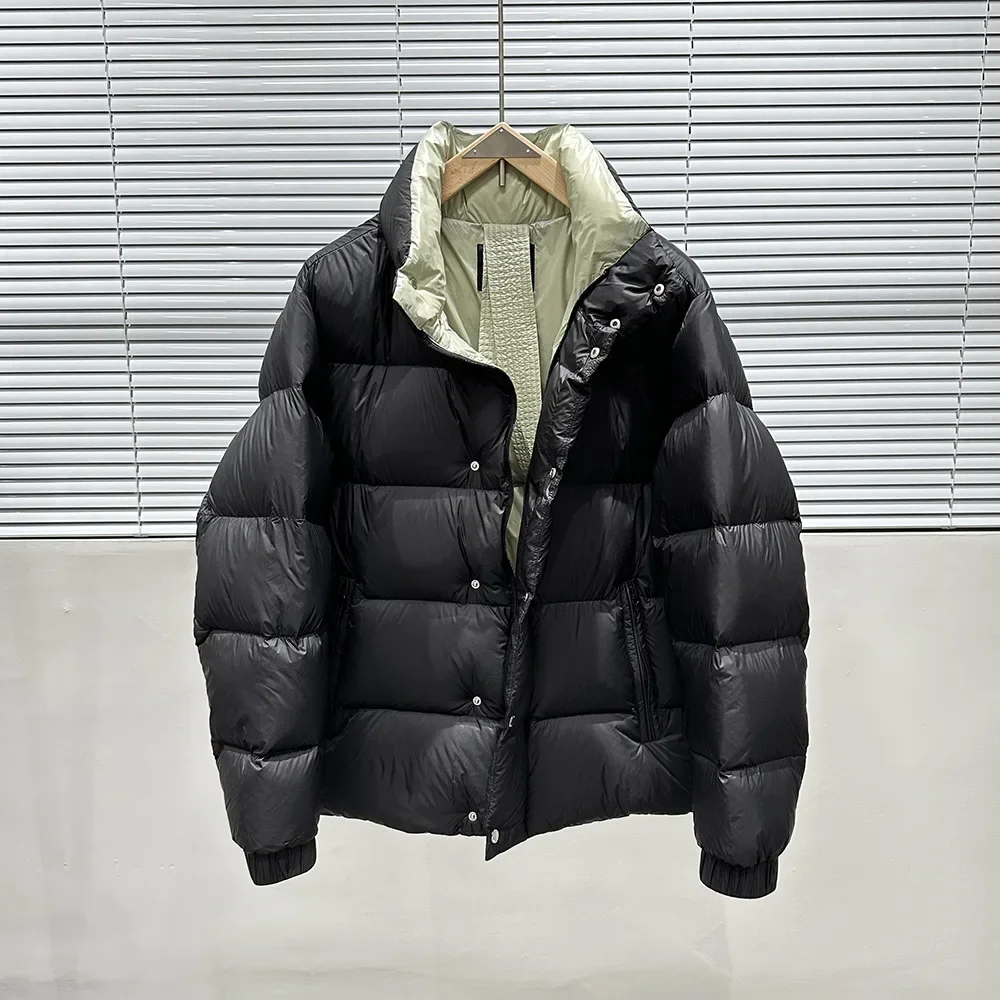 2023 Winter New Standing Collar Down Coat Men's Fashion Thickened Strap Design 90% White Duck Down High Quality Jacket Coat