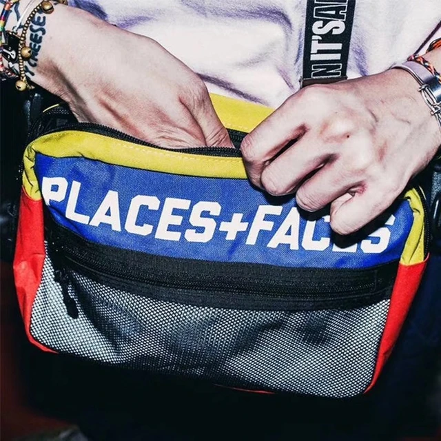 places faces reflective waist bag