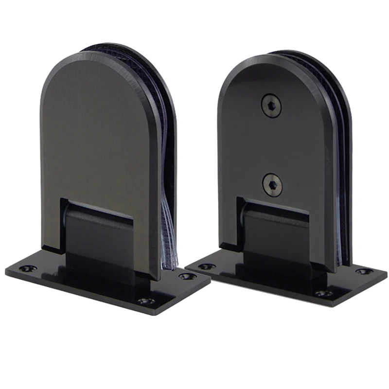 

NEW 2PCS 304 Stainless Steel Frameless Bathroom Glass Door Hinges Titanium Black Glass Fixed Clamps Support Brackets for 8~12mm