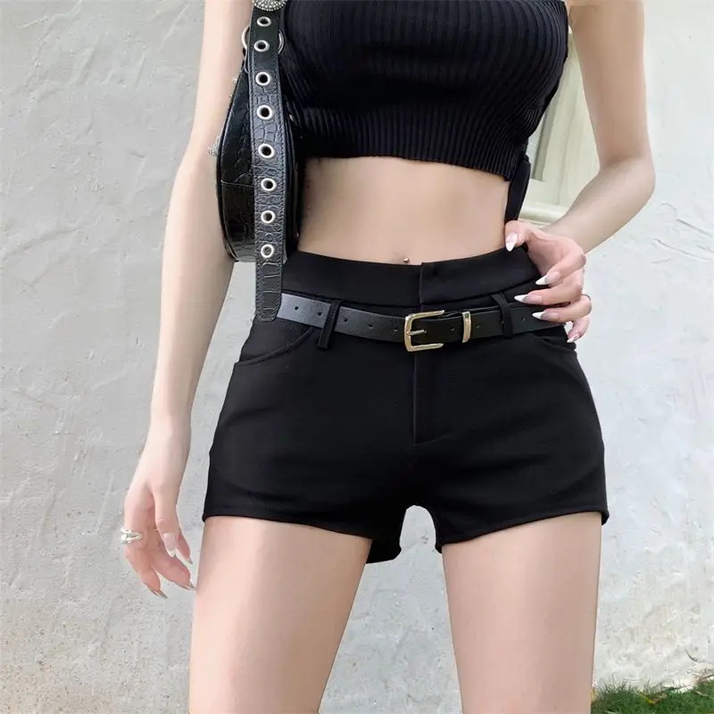 

Rimocy 2023 Gothic High Waist Shorts Women with Belt Summer Skinny Sexy Black Short Woman Slim Streetwear Hot Shorts Female