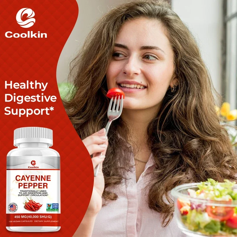 Cayenne Pepper Capsules Promotes Bones Joint and Heart Health Pain Relief Anti aging Improves Digestion Blood Circulation