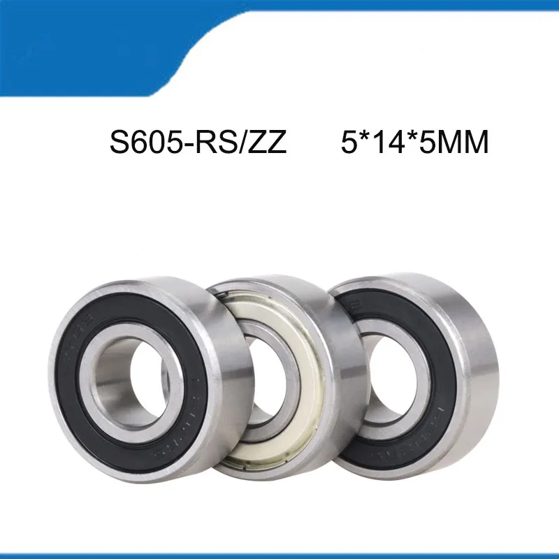 

S605-2RS/ZZ (5*14*5MM) 5/10PCS S605RS / S605ZZ High Quality Stainless Steel Rubber Sealed Deep Groove Ball bearing Shaft ABEC-5