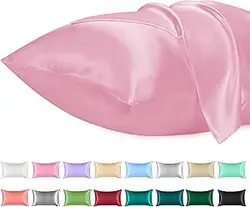 Luxurious Satin Pillowcase for Hair and Skin - Silky Soft Pillow Cover, Perfect Gift (Pink)