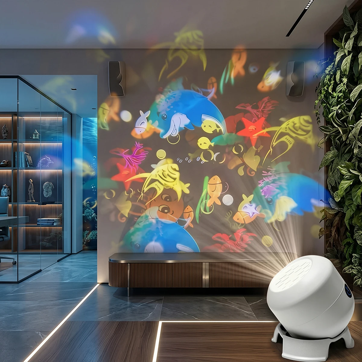 360° Rotating LED Ocean Projector Night Light - Rechargeable Ambient Lamp
