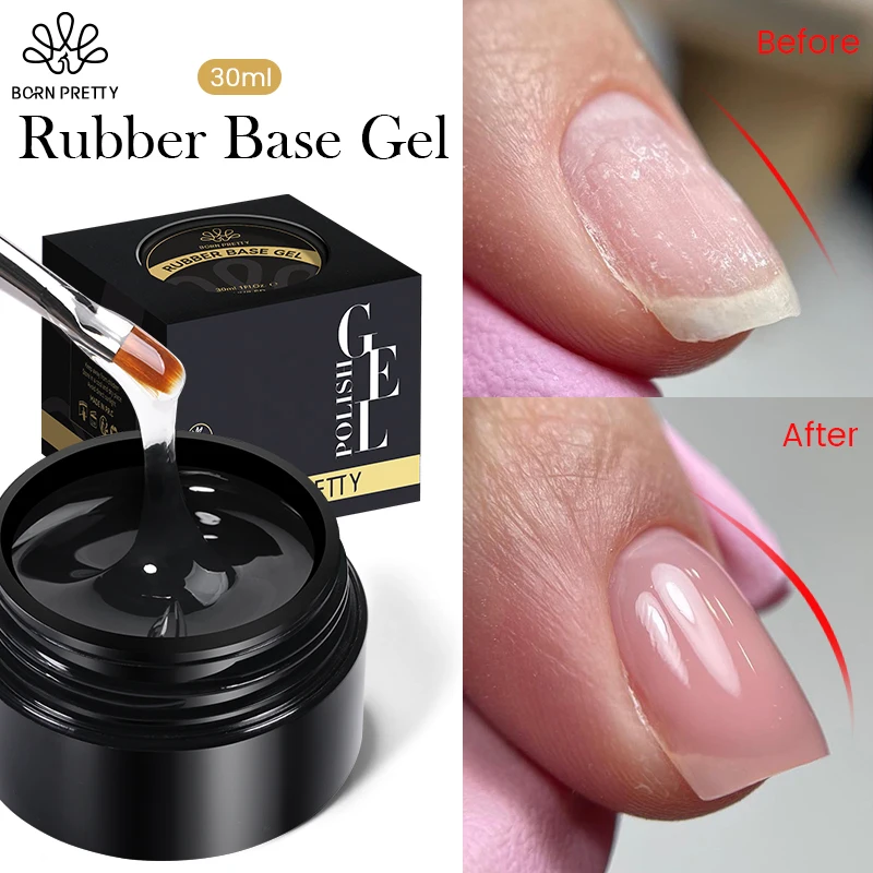 BORNPRETTYClearRubberBaseGelCrystalTransparentGelVarnish