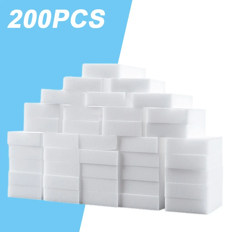 200PCS Melamine Sponge Eraser Kitchen Office Magic Sponge Household Cleaning Tools Bathroom Cleaner Cleaning Sponges 10x6x2cm