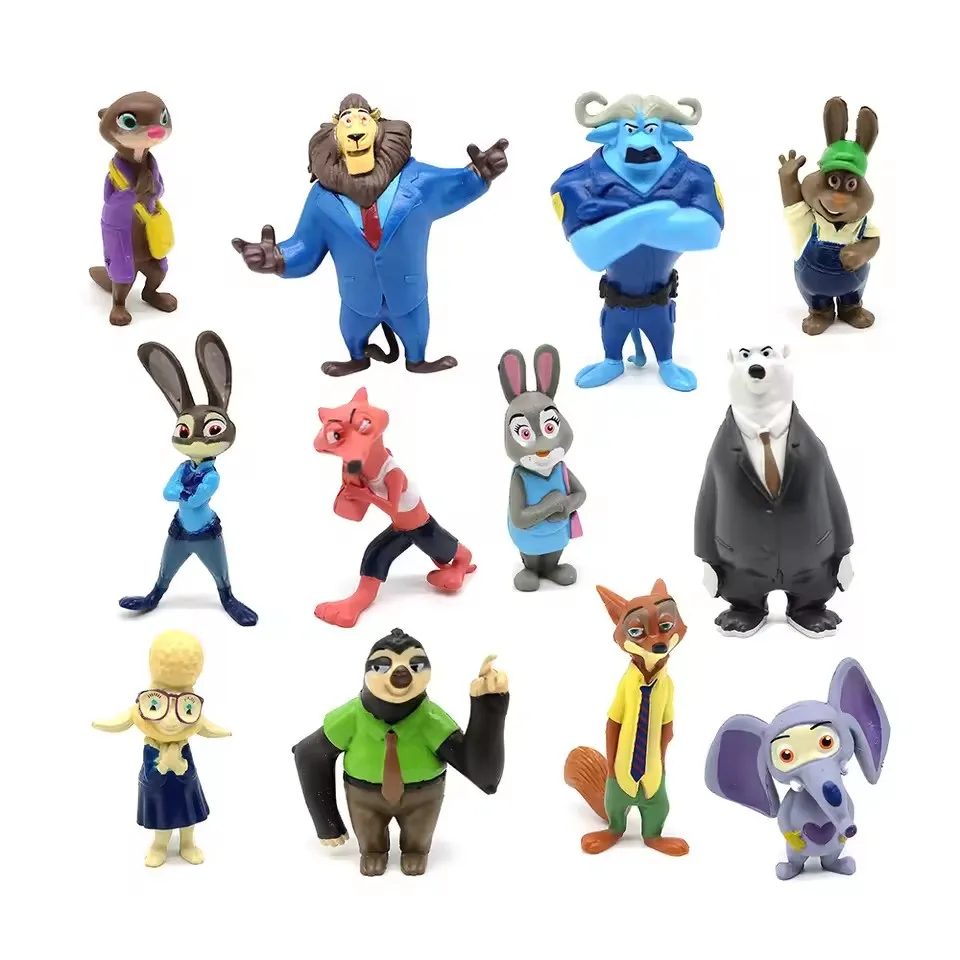 New 12pcs/set Disney Zootopia Animals Action Figure Toys Rabbit Judy Hopps Fox Nick Wilde Movie Kids Gift Collection Figures