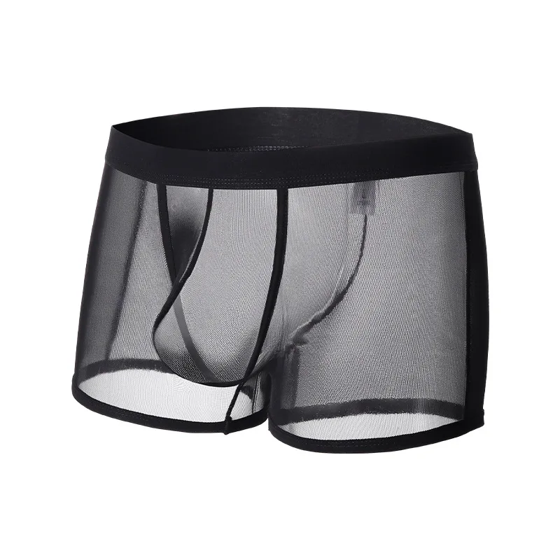 See Through Transparent Sexy Mesh Mens Pouch Underwear Calzoncillos Boxers Hombre Boxershort Herren Mannen Lingerie Panties Hot