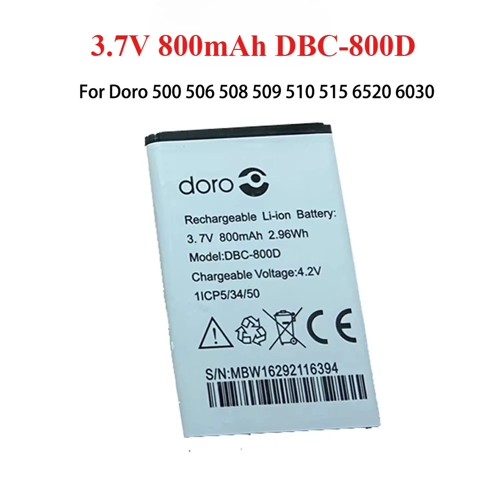 Batteria DBC-800D da 3,7 V 800 mAh per router wireless Doro 500 506 508 509 510 515 6520 6030. Capacità reale 100%._voghion.com