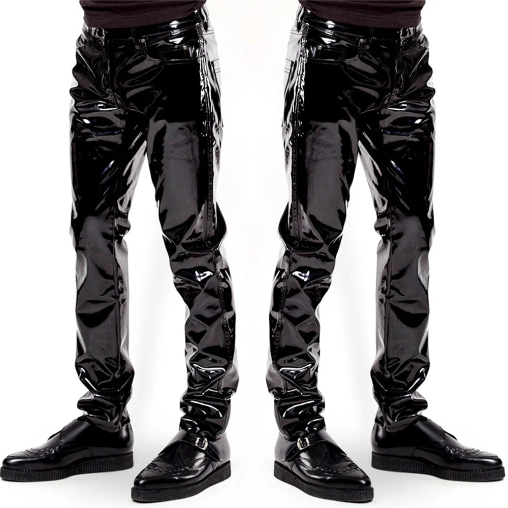 

Men Wetlook Latex Catsuit PVC Sexy Lingerie Catsuit Gay Fetish Prisoner Cosplay Night Club DS Stage Bodysuit Crotch Clubwear