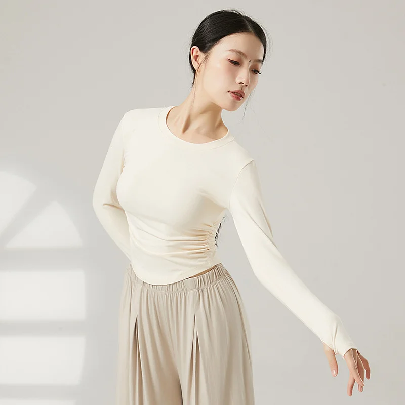 Frauen Yoga Shirt Erwachsene Klassischen Tanz T-Shirt Kurz Und Langarm Modern Dance Top Ballett Täglichen Ausbildung Kostüm Mädchen Strumpfhosen – Detail 11