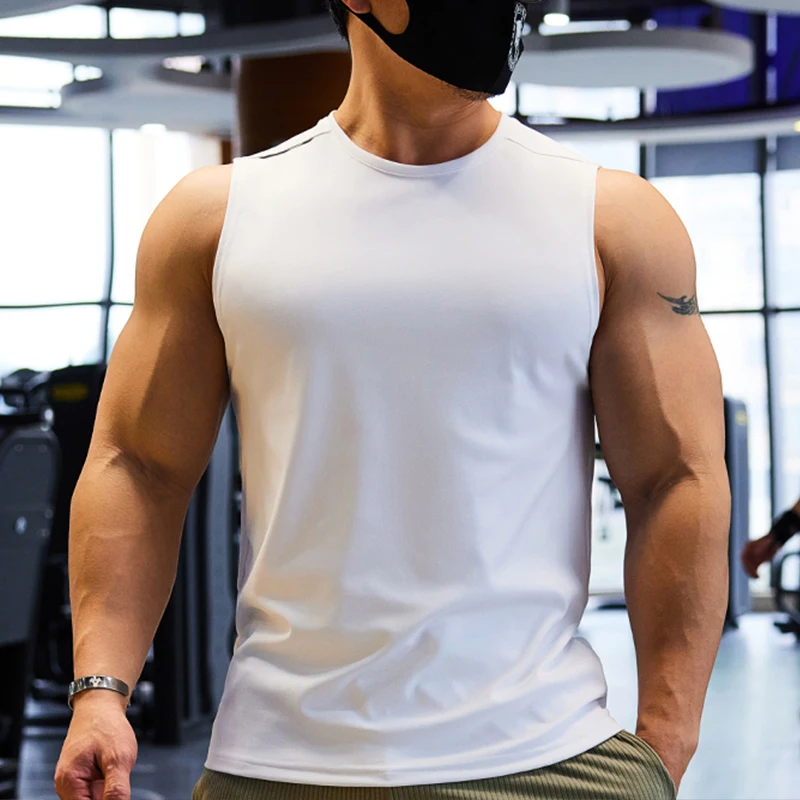 Men Fitness Sports Shirts Tops Quick Dry Sleeveless Tank Top Football Basketball Jerseys Gym Jogging Loose Tee Marathon Clothes