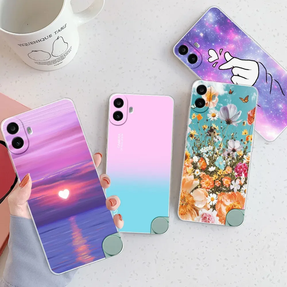 Clear Shockproof Silicone TPU Phone Case - Fashionable Soft Back Cover