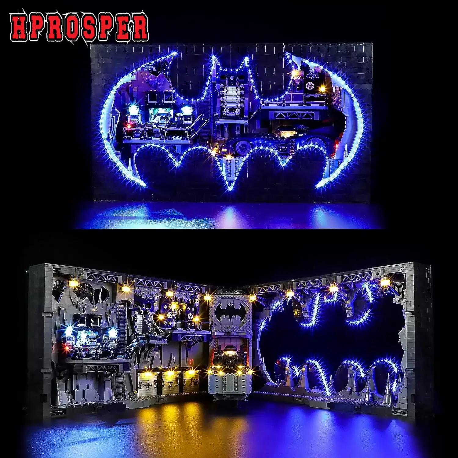 Hprosper 5V Luci A Led Per Lampada Decorativa Batcave Shadow Box 76252 Con Scatola Batteria (Non Includere Blocchi Lego)