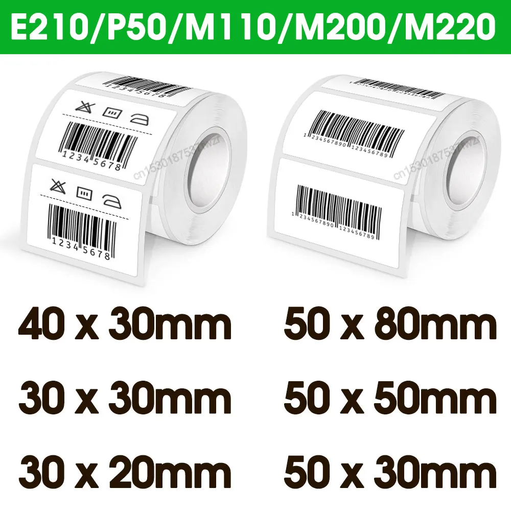 

Mixed Size E210 Label Printer Thermal Paper Self-Adhesive Label Sticker Compatible for M110 M220 M200 Label Maker 50*80mm 50*30m