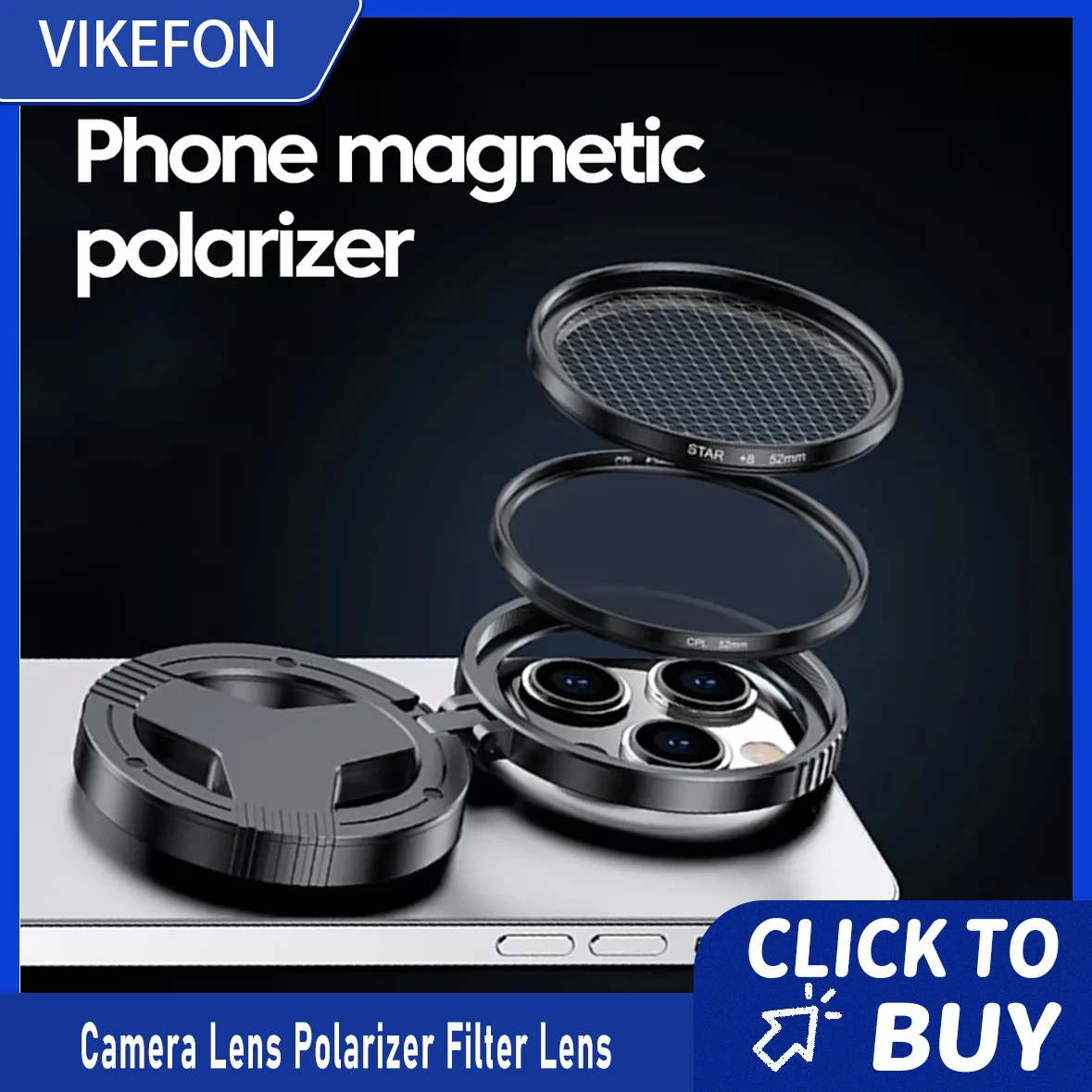 마그네틱 홀더 유니버셜 52MM CPL 필터 원형 휴대폰 카메라 렌즈 편광 필터 렌즈 (Magsafe 휴대폰용)