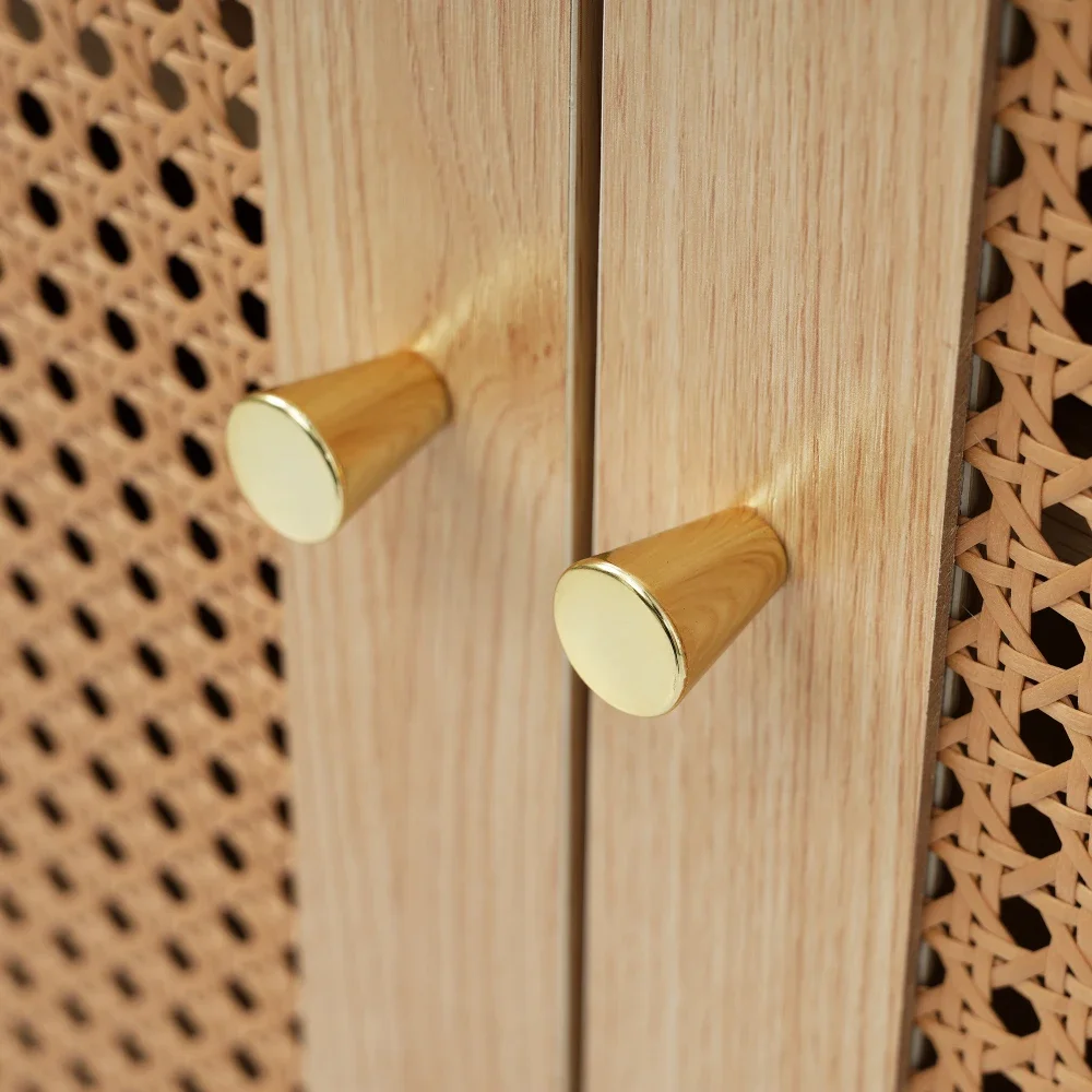 Leichter, luxuriöser High-End-Schreibtisch, L-förmiger Ecktisch, Computertisch mit Rattantüren, Friseurtisch, Weiß 126 cm – Detail 12