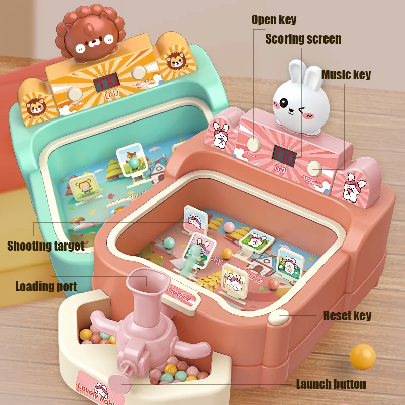 Children's Marbles Toy Kids Ball Shooting LCD Scoring Table Game Cartoon Girl Education With Music Party Room Birthday Gifts 4