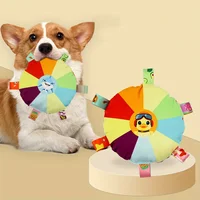 Cartoon Patterned Plush Flying Disk Toy with Sounding Bell for Dogs,Interactive Training and Dental Health Chew Toy pet supplies 1