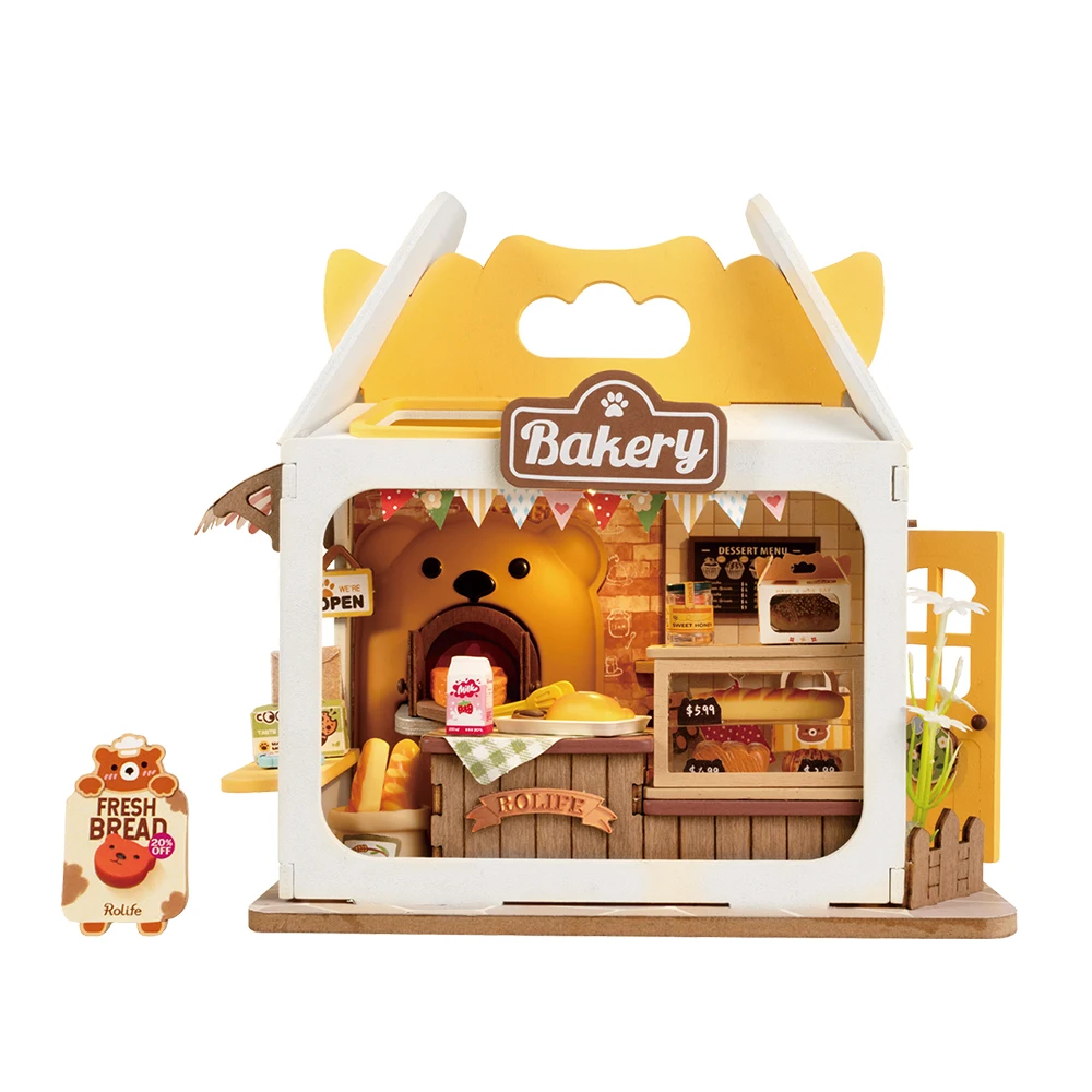 Robotime Food Box Shop Rolife Miniature Doll House Kit Casa In Miniatura Fai Da Te Diorama House Building Set Con Led Room