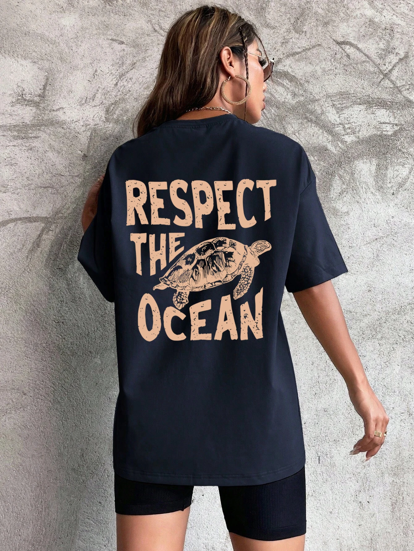 Eco-Friendly Green Turtle Graphic Women's Casual T-Shirt - Breathable Cotton O-Neck Short Sleeve