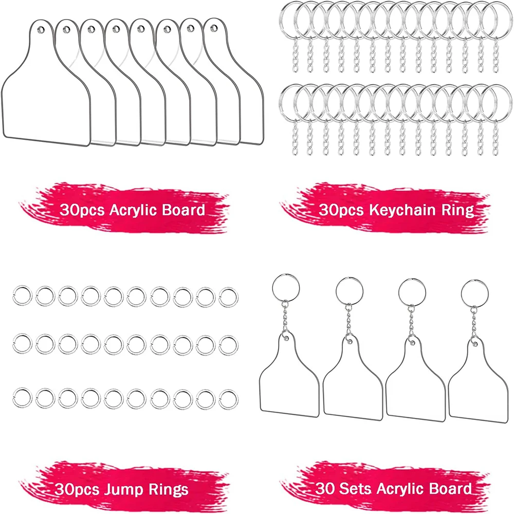 90pcs Clear Key Tags Acrylic Keychain Blanks for Cricut DIY Keychain Vinyl Crafting Ornament Blanks DIY Keychain Making