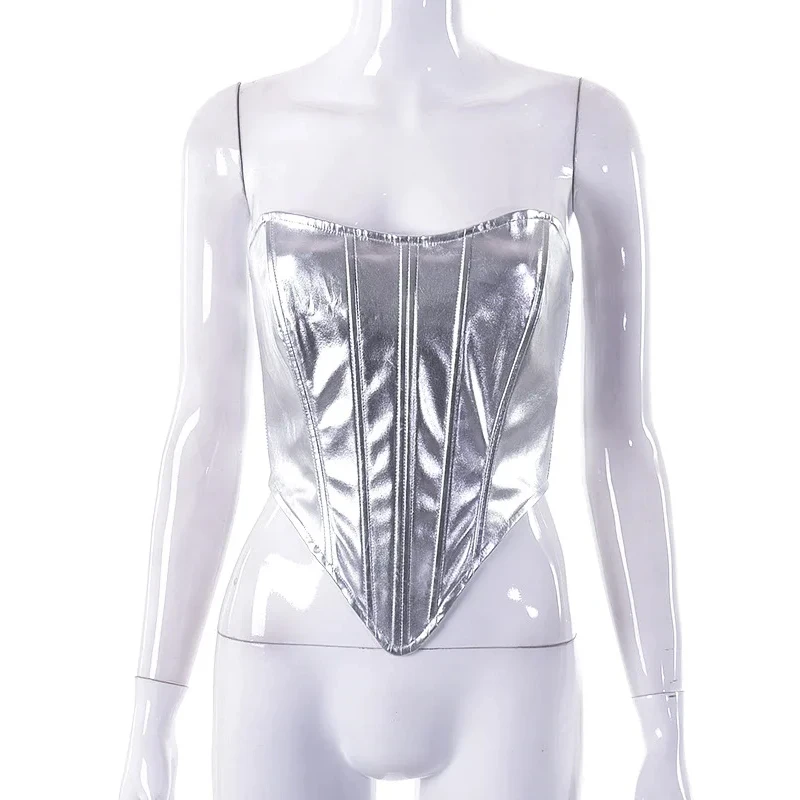 

Grey Gold Color Women's CorsetsTop Sexy Slim Undercoat Corset Bandage Hot Girls Streetwear New Fashion Crop Bustiers 2023