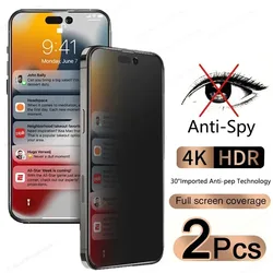 2 - Pack Anti - Spy Privacy Tempered Glass Screen Protector - 2PCS Privacy Glass (iPhone 15 Pro Max)
