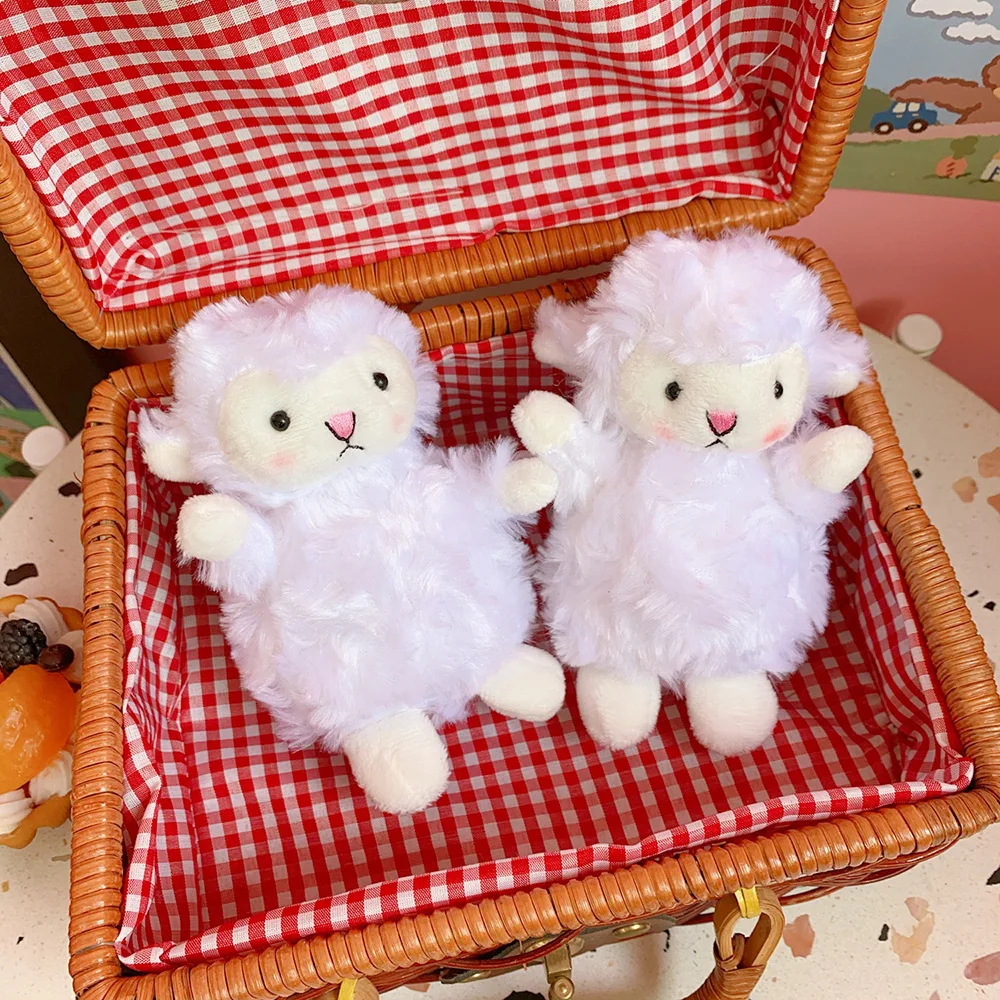 1PC Hanging Plush Lamb Stuffed Doll Toy Bag Pendant Keychain Key Holder Decor Cute Little Sheep Shape for Children Gifts