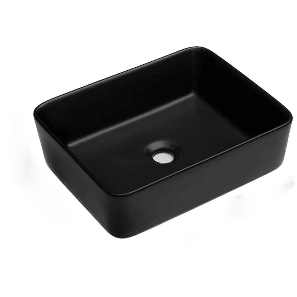 1 Pc Bathroom Container Sink Rectangular 19 "x15" Counter Over Black Ceramic Container Sink Art Basin 6