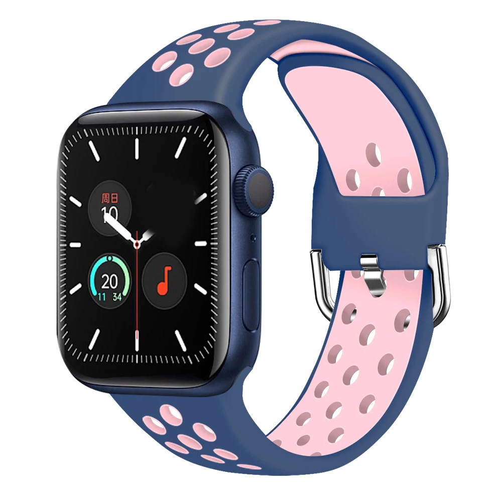 LV Printed Liquid Silicone Apple Watch Band for 42-44-45 mm