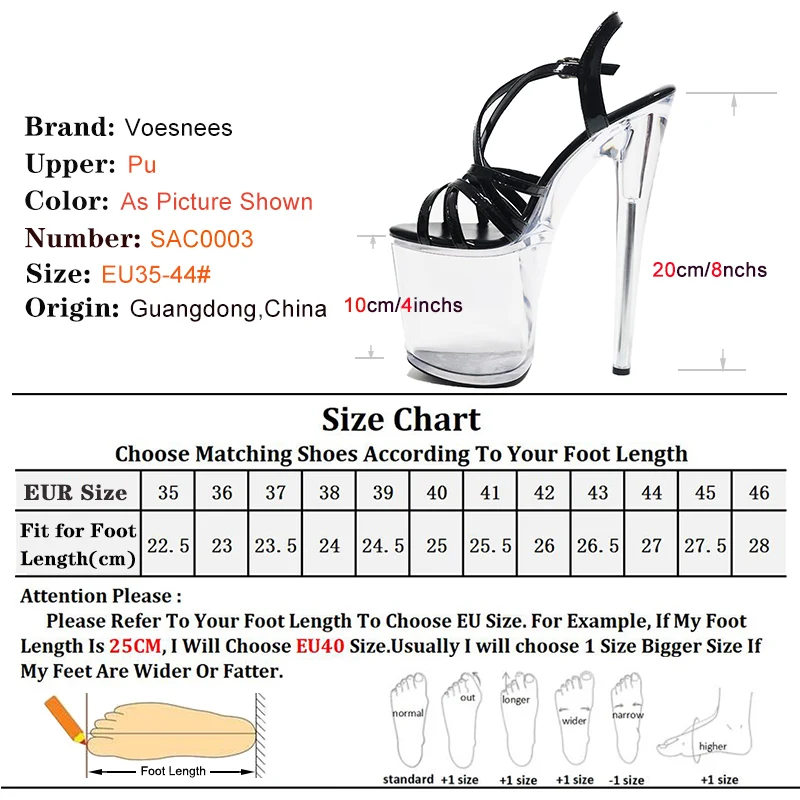8Inches/20cm Women's Sandals with Heels Exotic Crystal Rransparent High Stripper Pole Dancing T-show Model Catwalk Lady Shoes