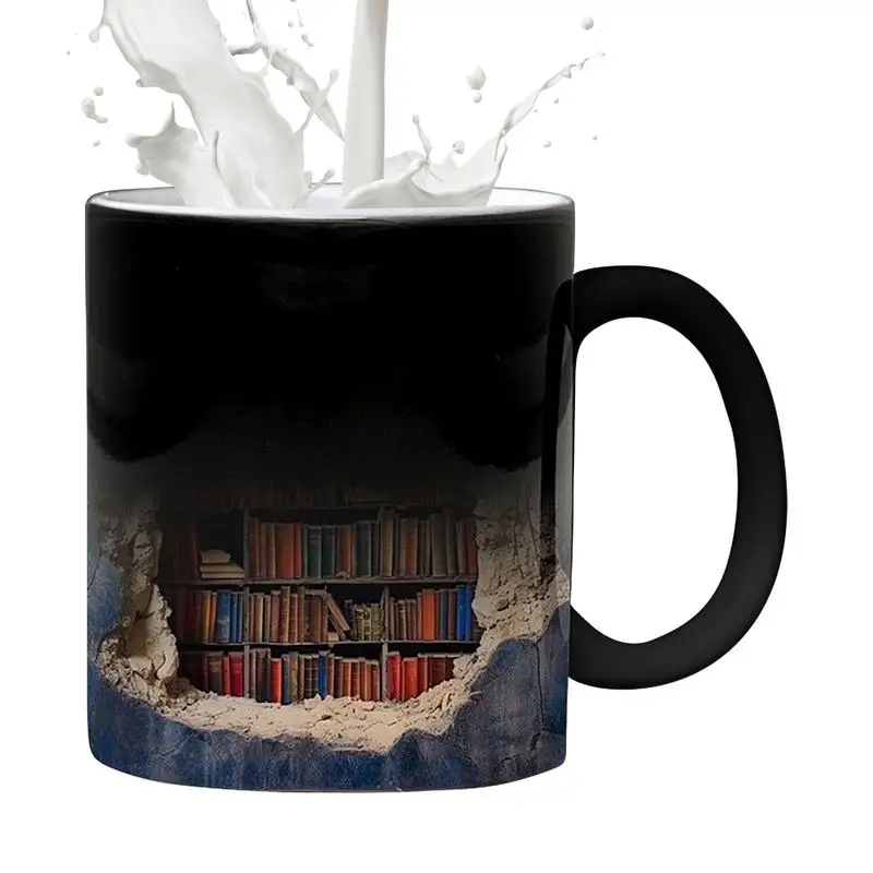 

Bookshelf Coffee Mug Novelty Heat Sensitive Cup Christmas Warm Gifts For Families And Friends Drinkware Mug For Wine Soup Milk