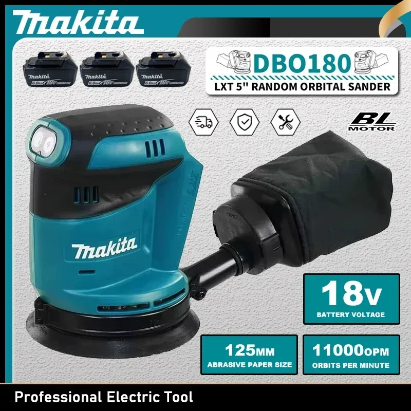 마키타 DBO180Z 충전식 디스크 브러시리스 랜덤 오비탈 샌더 목공 샌딩 퍼티..