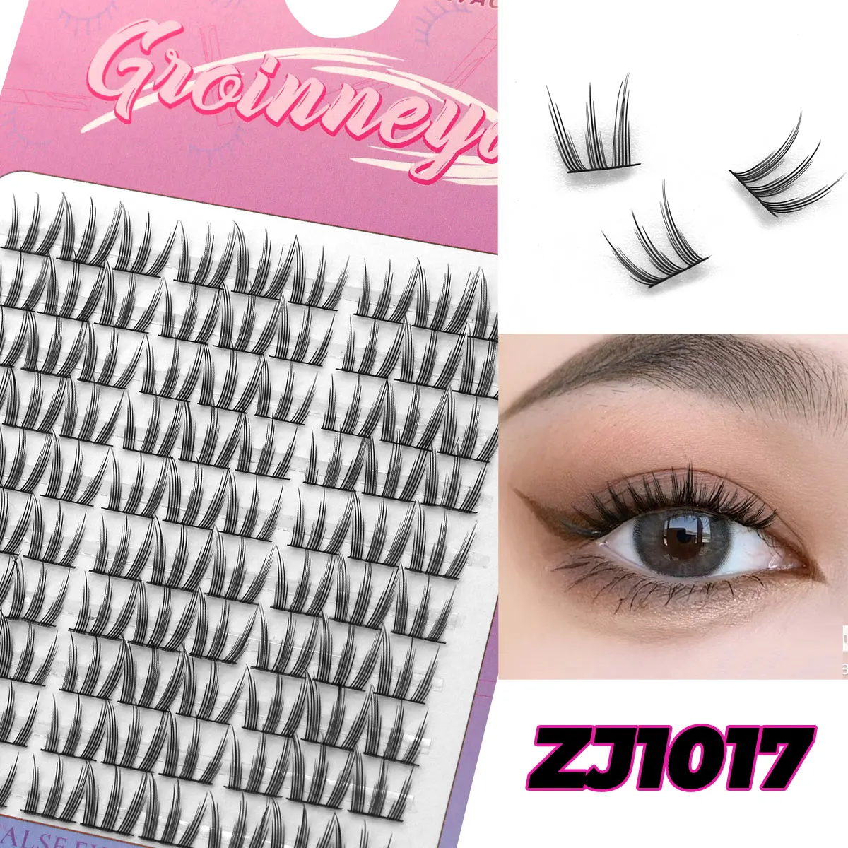 GROINNEYA Cluster-Wimpern, natürliche Wimpernverlängerung, Volumen, einzelne Wimpern, gemischte Tablett-Wimpern, Cluster, natürliche DIY-Wimpern – Detail 14