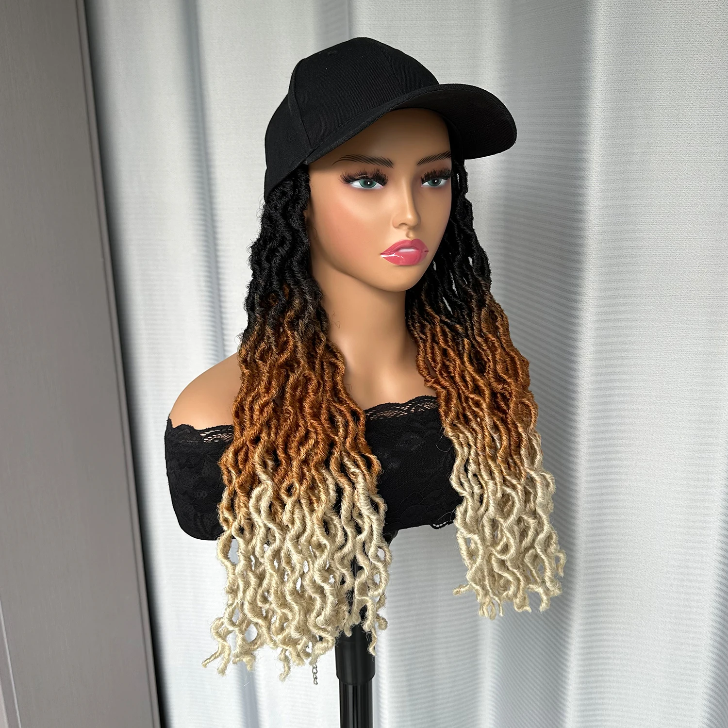 Baseball Cap Hat Synthetic Wig Hair With Faux Locs Crochet Braiding Crochet Hair For Black Women Ombre Twist Dreadlocks Hair Wig