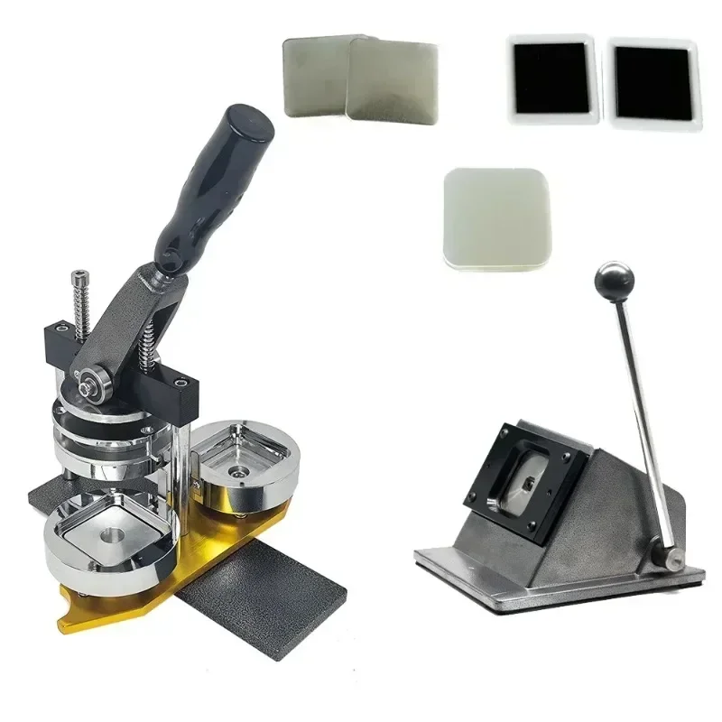 50*50mm Square Fridge Magnet Making Machine Kit Including Machine & 100Pcs Rounded Edges Materials & Cutter for Home Decoration