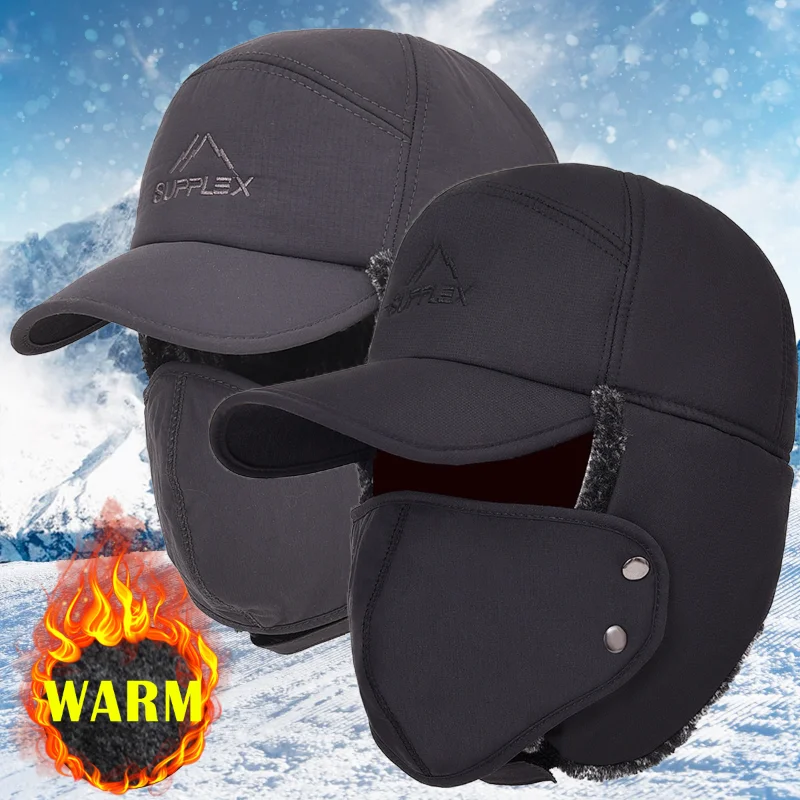 

Thicken Winter Warm Hat Men Faux Fur Bomber Hat Ear Flap Cap Women Soft Thermal Bonnets Hats for Outdoor Fishing Skiing Cap Hats