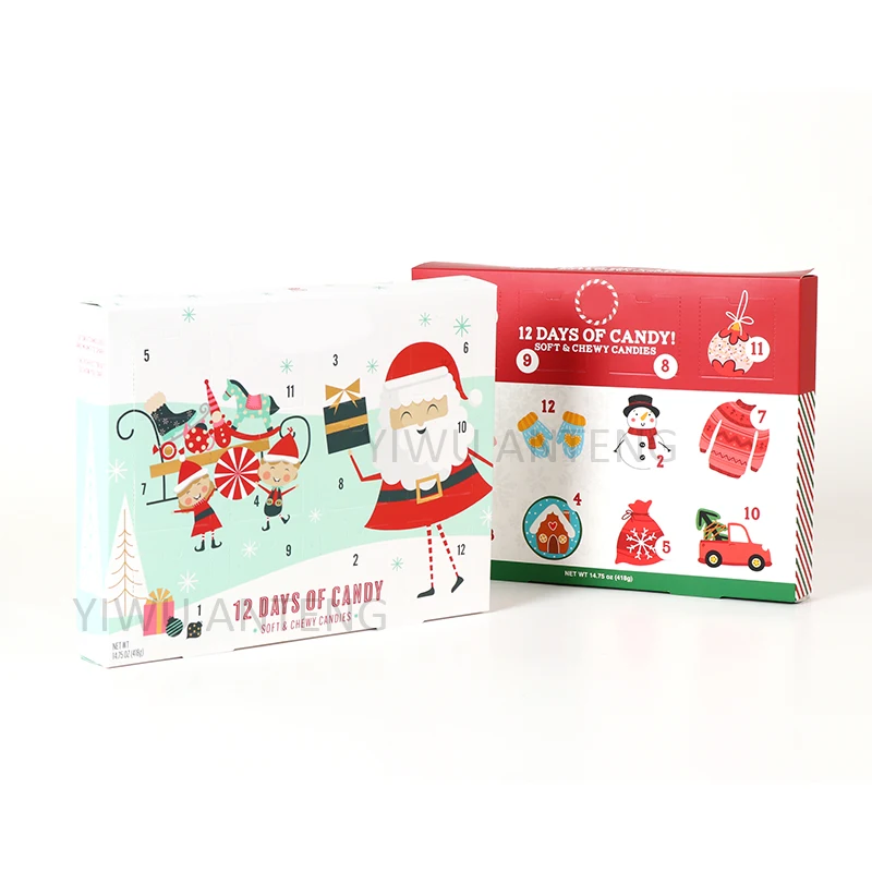 Customized productCustom Design 12 days of Candy Packaging advent calendar cardboard Folding boxes