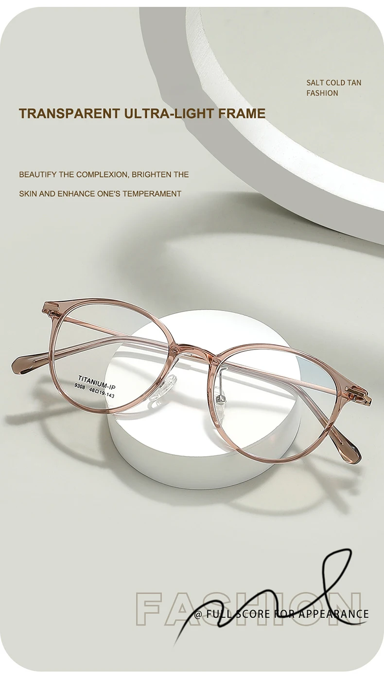 Retro modische kleine Rahmen Titan Brille Rahmen Damen runde TR90 Brille ultraleichte 7g natürliche Brille bequem – Detail 2