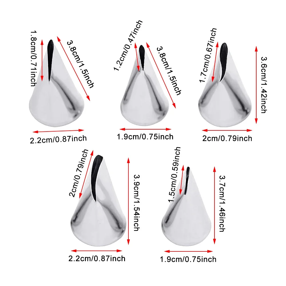 BCMJHWT 5pcs Flower Tulips Rose Nozzle 5pcs Leaf Petal Metal Nail Decor Lifter Fondant Cream Transfer cake decorating tip set cake icing nozzles baking nozzle set cake decorating nozzle set Baking Pastry Kitchen Tool