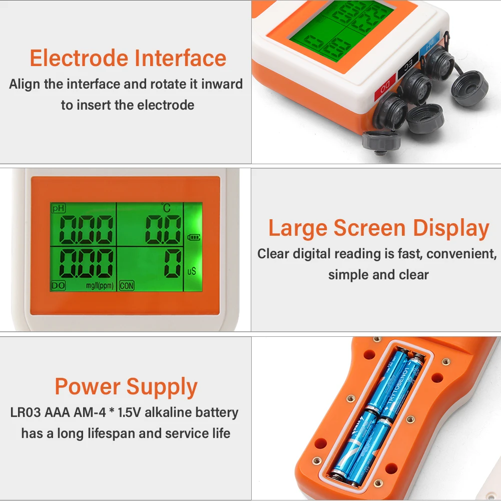 Dissolved Oxygen Meter Kit pH TDS EC Salinity Digital Water Quality Tester for A