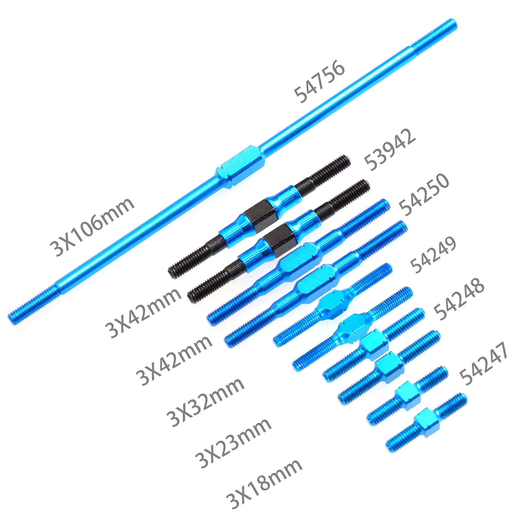 Metall-Spannschloss-Set 3x18 23 32 42 106mm, verstellbare Spurstange für 1/10 Tamiya RC, kompatibel mit den Modellen 53942 58362 58363